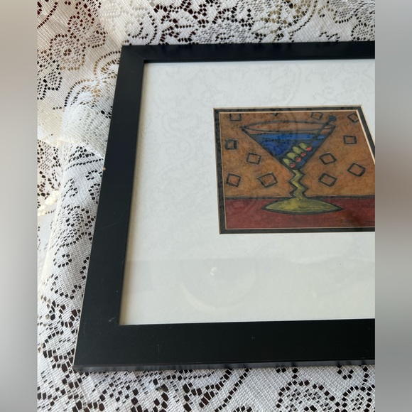Martini glass print by Carolyn Oltman matted and framed art.#2 11 by 11 inches - Picture 3 of 8